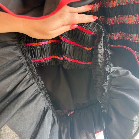 1970s Bilboquet Canada Ribbon Patchwork Folk Cottagecore Ruffle Maxi Skirt - Picture 6 of 7